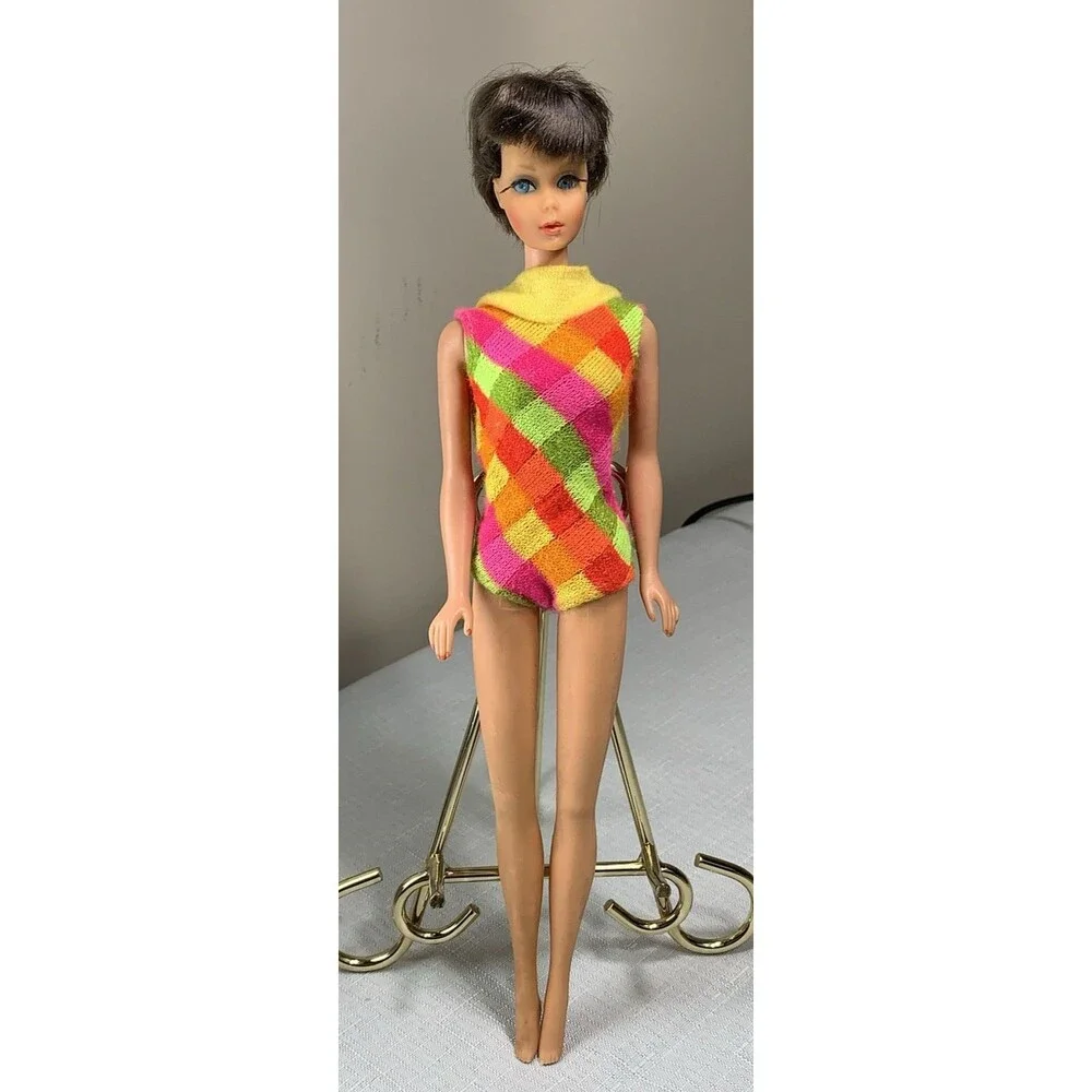 Vintage TNT Barbie Brunette Rooted Lashes Mattel Fashion Doll Hair Cut READ